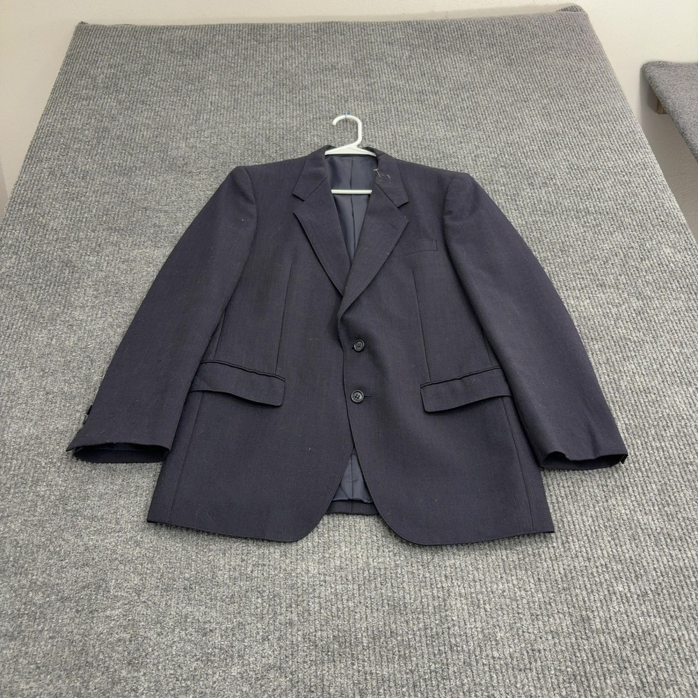 Vintage Crocodile Blazer Jacket Mens M Navy Blue Wool Two Button Business Style
